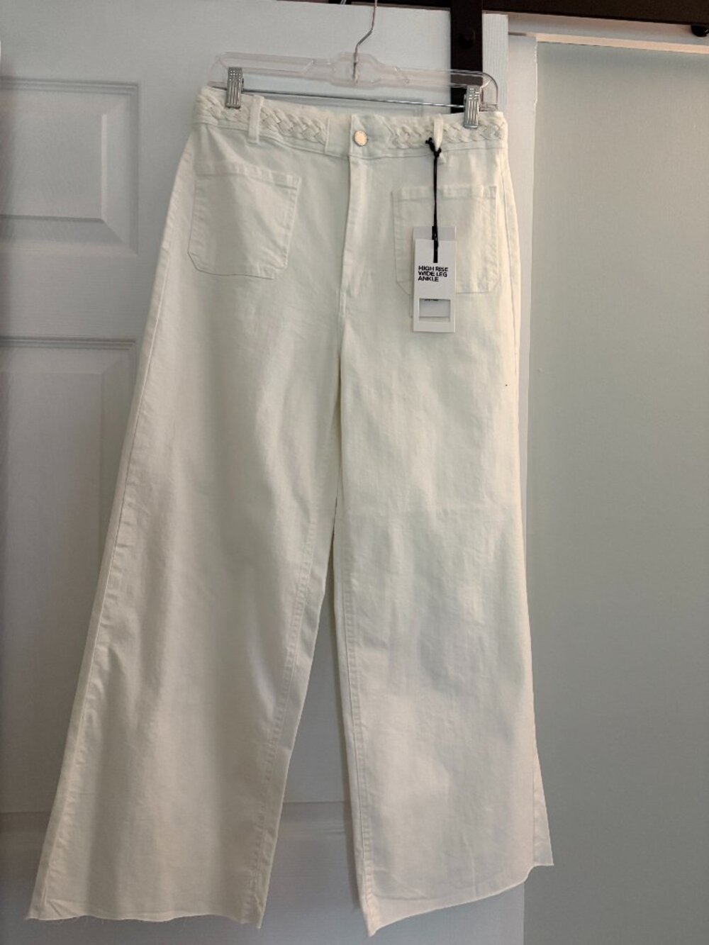 NWT OAT New York High Rise High Wide Leg Ankle in White Size 29 /8